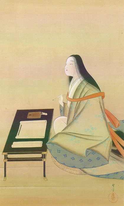 Murasaki Shikibu at work